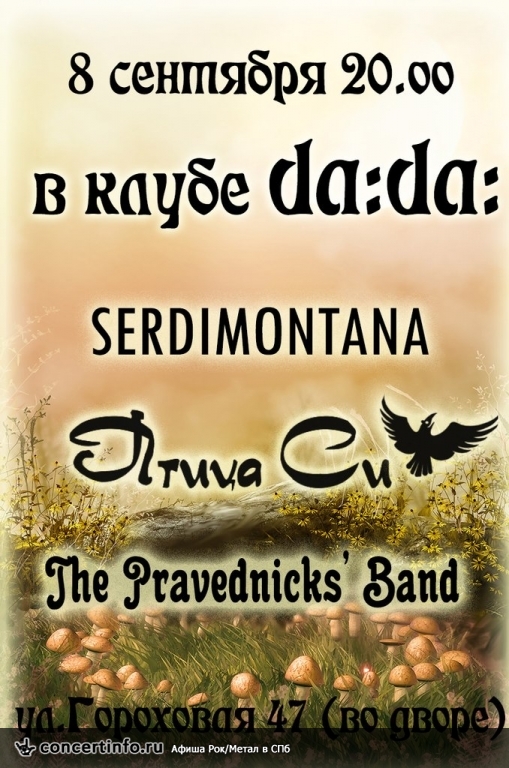 ПтицаСи/ThePravednicks`Band/Serdimontana 8 сентября 2013, концерт в da:da:, Санкт-Петербург