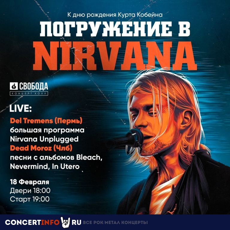 Погружение в Nirvana 18 февраля 2024, концерт в СВОБОДА, Екатеринбург