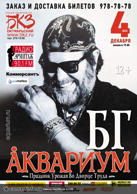 Борис Гребенщиков 4 декабря 2014, концерт в БКЗ Октябрьский, Санкт-Петербург
